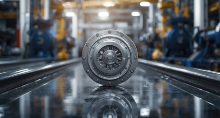 Obraz premium Tool used in oil and gas sectors for creating flow channels, close view