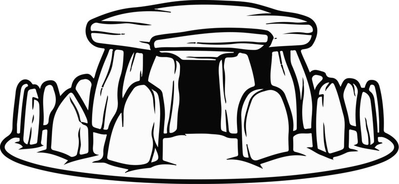 Ancient stone monument structure with large capstone and standing stones