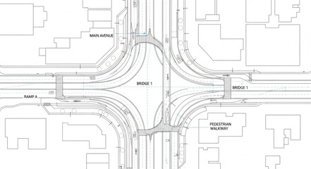 Road Intersection Map Design Blueprint. © Box