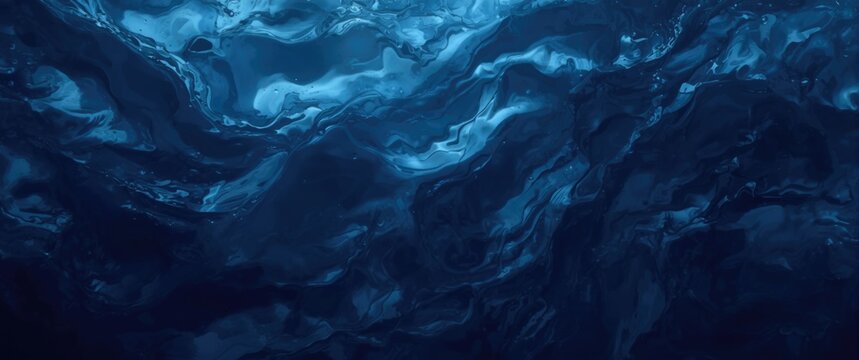 elegant deep blue aquatic texture with undulating wave forms and copy space