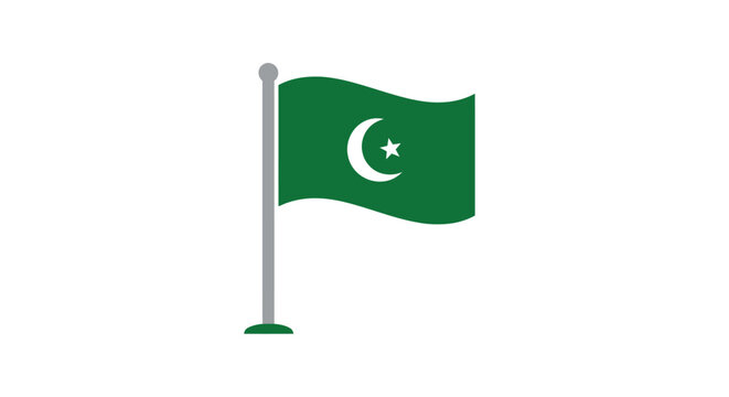 Pakistan flag on silver pole.