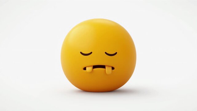 Minimalist animation of sad emoji egg character isolated on a white background in seamless loop ready for text overlays or backgrounds