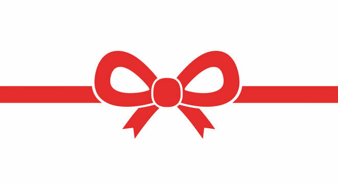 Red bow with ribbon tied.
