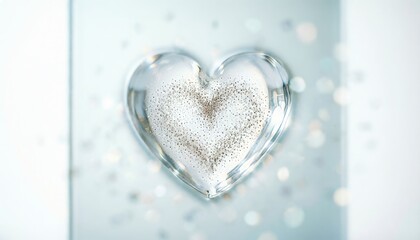 Fototapeta premium Decorative Glass Heart with Glitter Inside for Valentine's Day