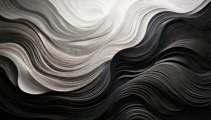 Fototapeta premium Abstract Swirling Waves of Black and White with Subtle Gray Tones.