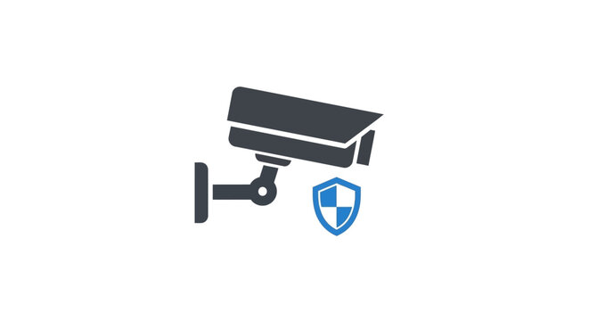Security camera with shield logo protection.