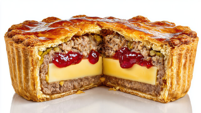 pork pie with branston pickle and cheese