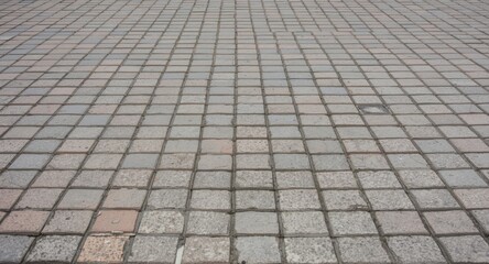Close perspective of empty paving stone floor texture for driveway copy space