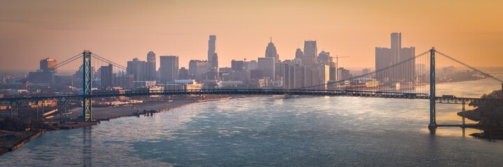 Ambassador bridge in Detroit over Detroit River