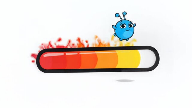 Cartoon germ character exploding in test tube animation