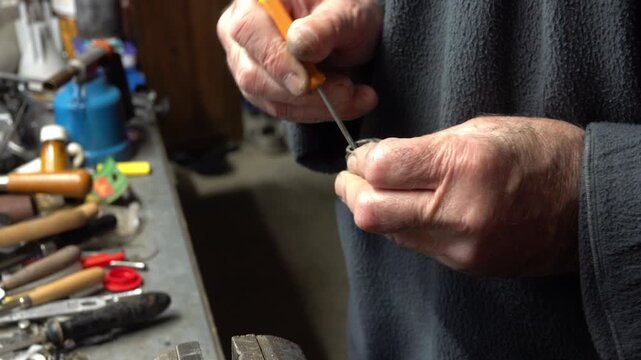 Fixing a small piece with a tool