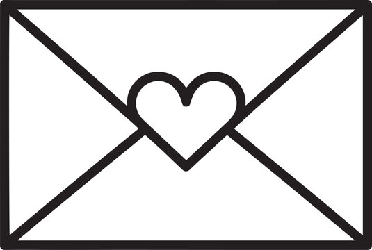 Love letter envelope with heart line icon