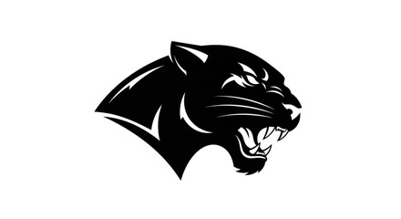 Aggressive Black Panther Head Emblem Fierce Predator.