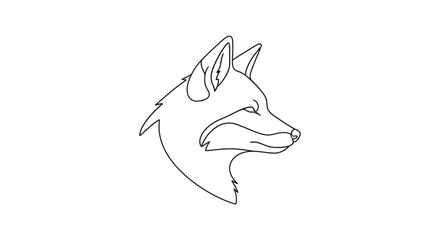 Fototapeta premium Simple Line Drawing of a Fox Head.