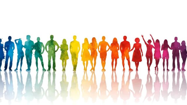 Rainbow people silhouette spectrum.