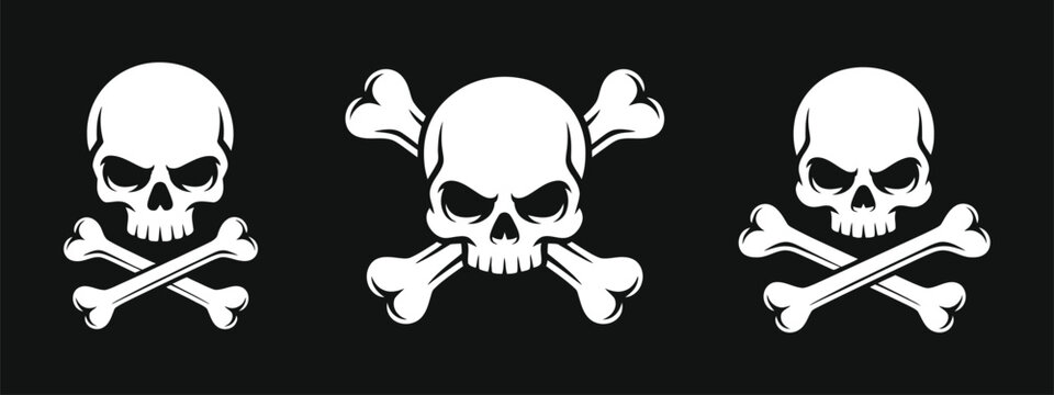 Skull and bones illustration, danger sign symbol