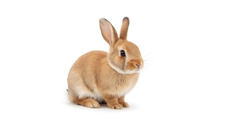 Obraz premium Cute bunny rabbit sitting calmly on a plain white background