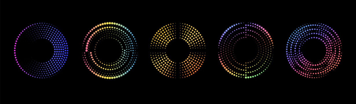 Colorful concentric gradient lines. Abstract radial acceleration effect for digital, tech and science themed designs. Vector illustration.
