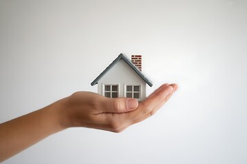 A miniature house cradled in the palm of a hand