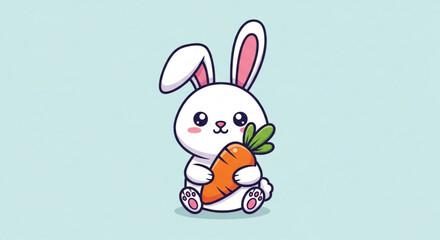 Obraz premium Adorable cartoon rabbit enjoying a fresh carrot snack