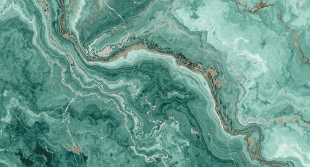 Naklejka premium Contemporary wallpaper featuring elegant mint green marble texture with abstract flowing design