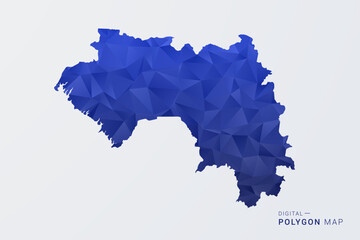 Fototapeta premium Guinea Map - Polygon Style Vector Illustration in Deep Blue Gradient, Low Poly Geometric Design, Clean Silhouette Isolated on White Background for Infographics.