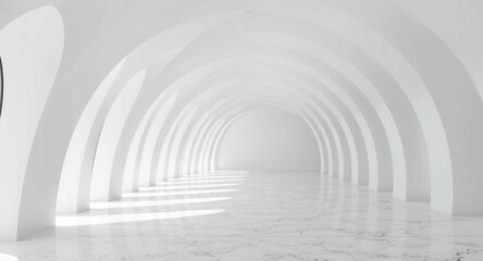 Naklejka premium Architectural design with elegant white curving walls in modern space