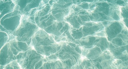 Cosmetic marketing abstract background showcasing mint colored seaside waves under sunlight and copy space