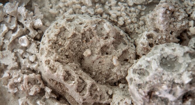 Close observation of microfossils with a clean copy space for design addition