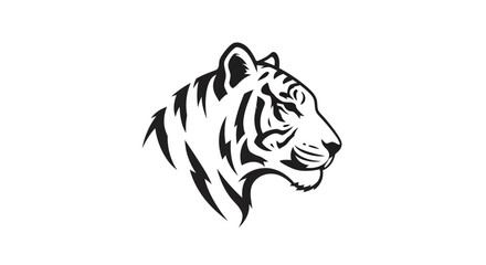Obraz premium Tiger Head Illustration Black White Drawing.