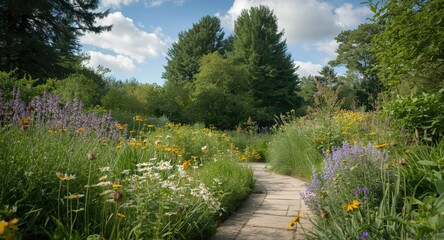 Obraz premium Garden of medicinal herbs and flowers thriving in a natural and diverse herbal remedy setting