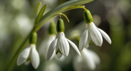 Close up macro photograph of fresh blooming Drooping star of Bethlehem flowers