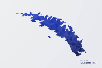 Fototapeta premium South Georgia and the South Sandwich Islands Map - Polygon Style Vector Illustration in Deep Blue Gradient, Low Poly Geometric Design, Clean Silhouette Isolated on White Background for Infographics.