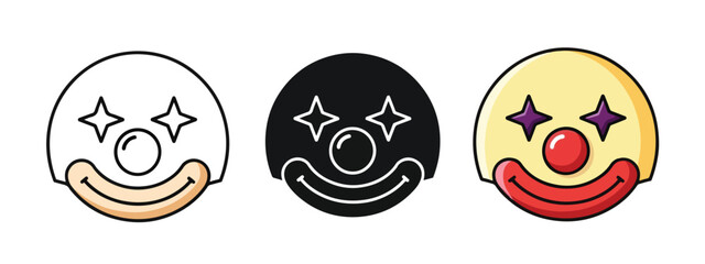 Clown face icons set vector emotions - SVG and PNG icons - Vector Icons and Stickers - PNG, SVG, EPS - Glyph and solid icon set - Icon vector - Icon Silhouette - Clipart