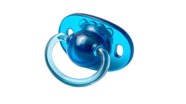 Blue baby pacifier, infant soother, teether toy, plastic pacifier