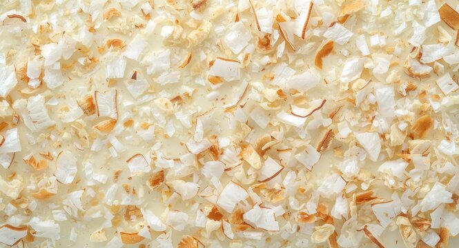 Close-up shot of creamy pav&Atilde;&copy; dessert from Brazil highlighted with coconut flakes