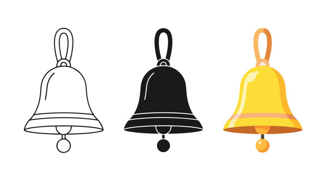 Bell Icon Set: Outline, Solid, Color - Clipart, logo template - Vector icon set - Glyph and solid icon set - Icon vector - Flat Design Icon - line icon set - Silhouette icon - Logo vector