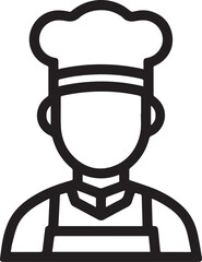 Hand Drawn Man as Chef Black and White Avatar Illustration in Minimal Line Art Style Design