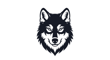 Fototapeta premium Wolf Head Illustration Black White Animal.