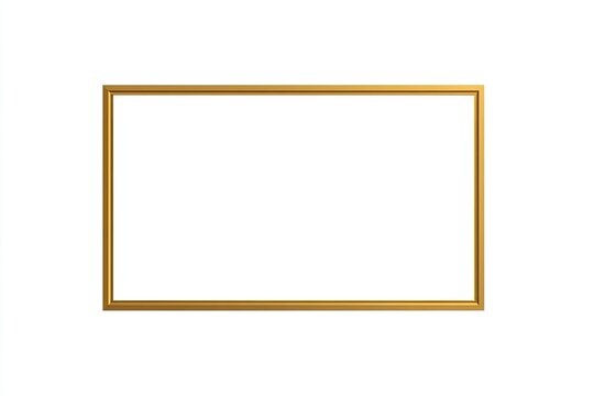 A rectangular, golden-framed space, empty and centered on a pristine white background