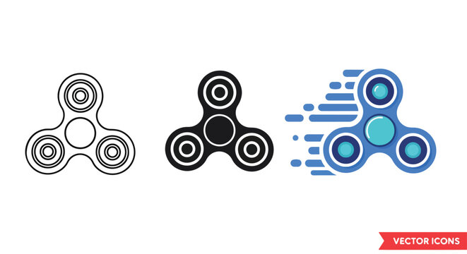 Fidget spinner icons set vector design - Clipart, logo template - Vector icon set - Glyph and solid icon set - Icon vector - Flat Design Icon - line icon set - Silhouette icon - Logo vector