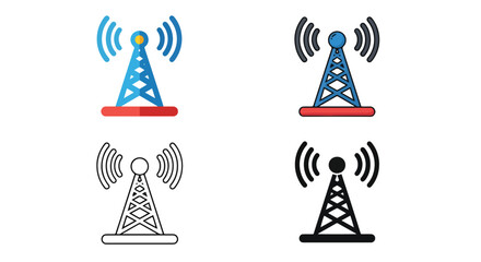 Wireless network icon set vector signal towers - SVG and PNG icons - Vector Icons and Stickers - PNG, SVG, EPS - Glyph and solid icon set - Icon vector - Icon Silhouette - Clipart