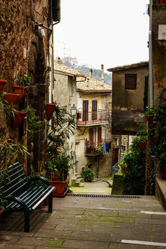 Soriano nel Cimino old town alley, Lazio, Italy