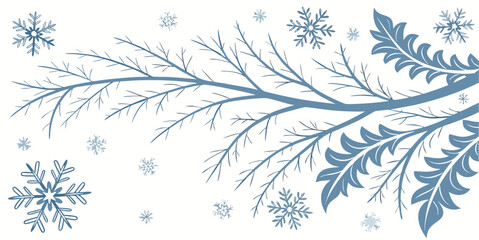 Obraz premium Delicate ice crystals and snowflakes forming an intricate and beautiful winter scene Vector