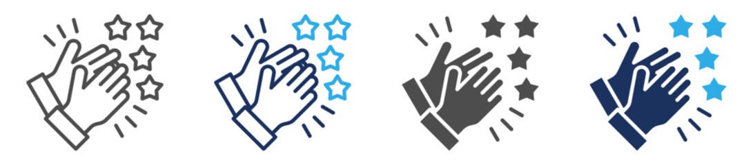 praise icon set multi concept