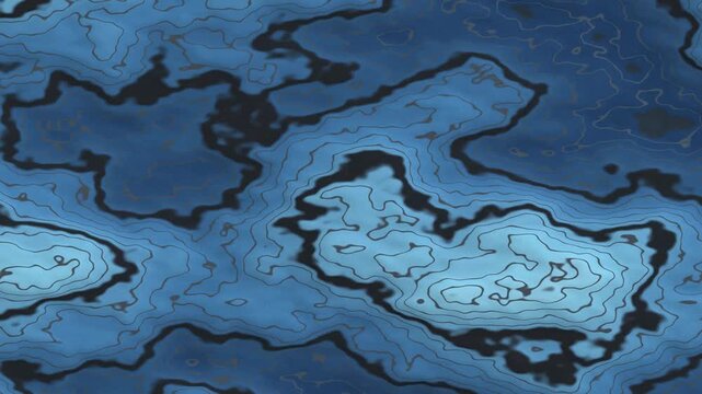 Flowing Abstract Blue Topographic Map Animation Background.