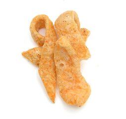Pork rinds on isolated white background