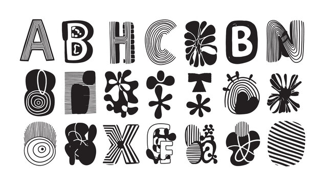Alphabetical pattern with various textures and designs
