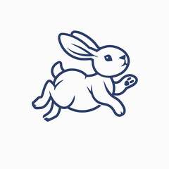 Running rabbit outline illustration on white background vector design