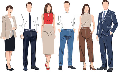 Fototapeta premium Business Professionals Standing Together Corporate Team Vector Illustration